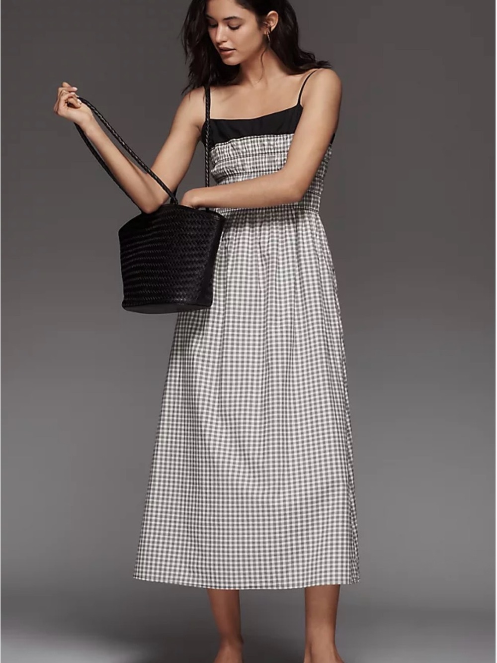 Rails Black and White Gingham Midi Dress - Picture 2 of 11